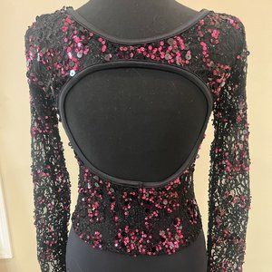 Stunning Pink Sequin one piece dance costume Leotard